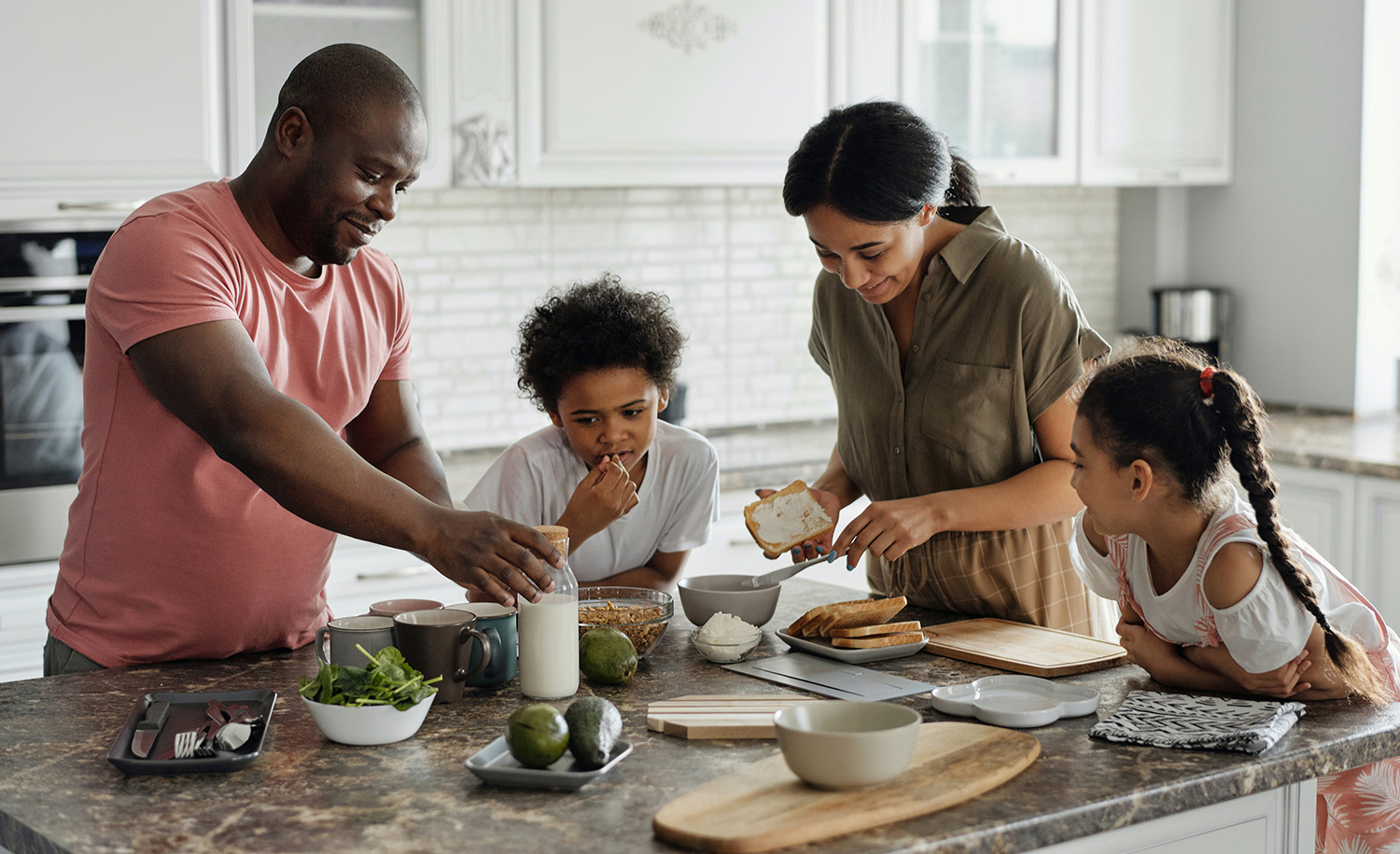 A highly sensitive mom makes food with her family