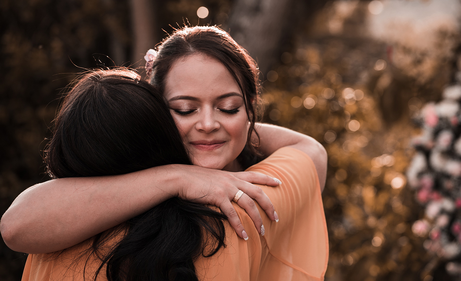 A highly sensitive person hugs a friend