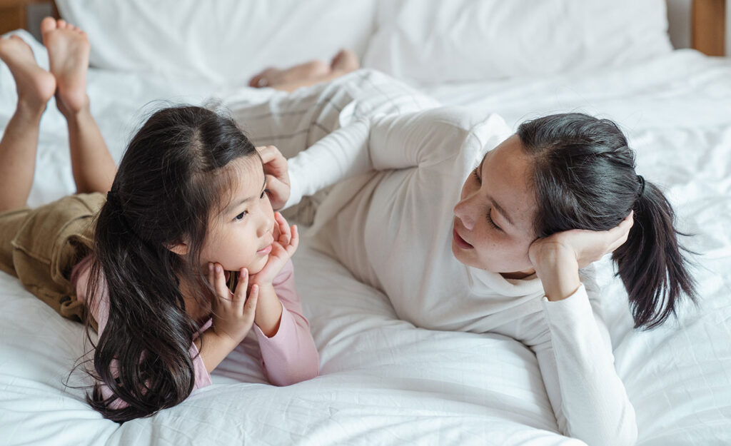 A highly sensitive child talking to her mother