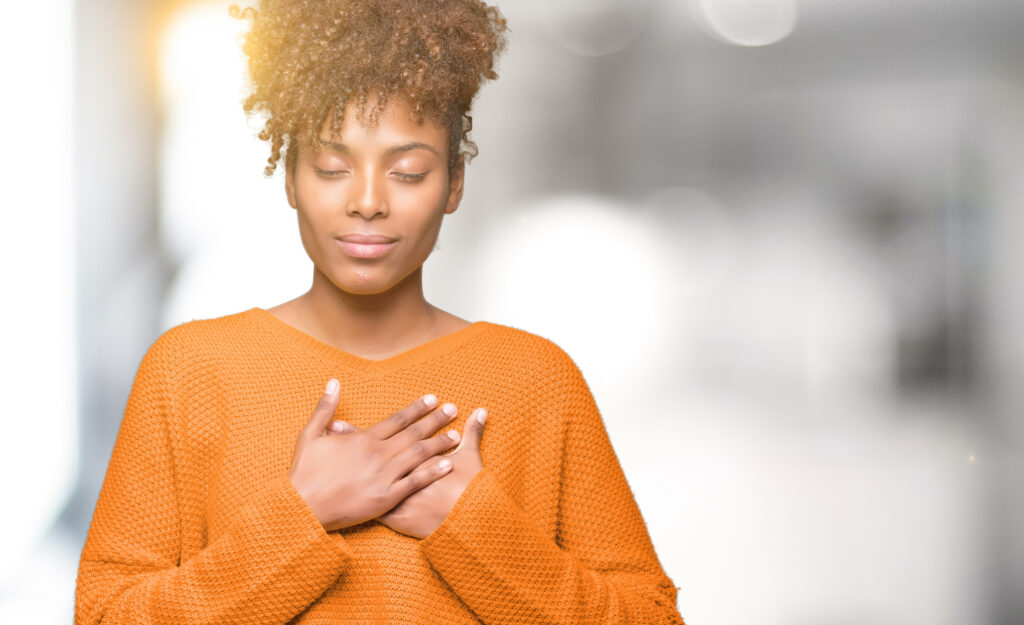 Image of the definition of self compassion, which reads: Self compassion is the act of taking your desire to alleviate suffering and turning it inward, toward yourself.