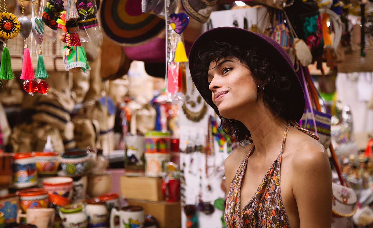 A highly sensitive woman shops at a flea market in Mexico
