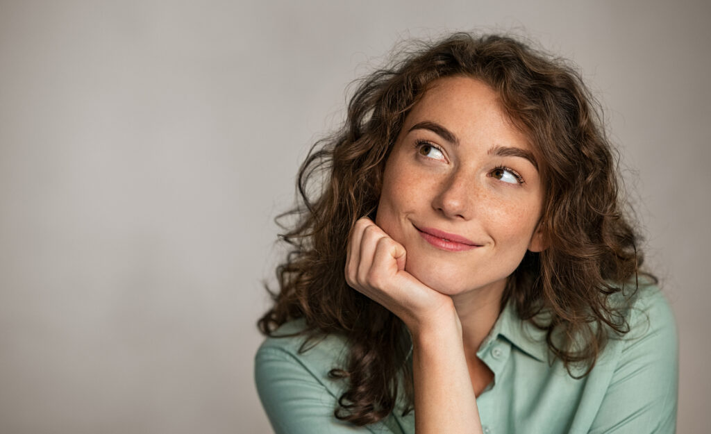 A highly sensitive woman thinking