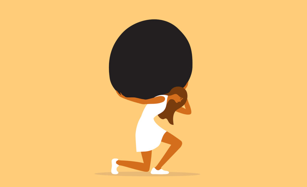 Sisyphus carrying a rock
