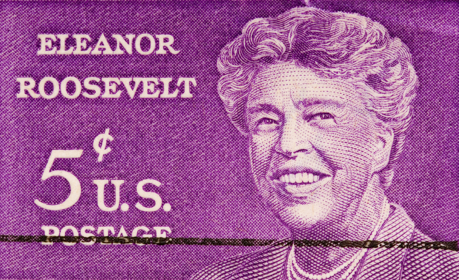 Image of a postal stamp depicting Eleanor Roosevelt, likely a highly sensitive person (HSP)